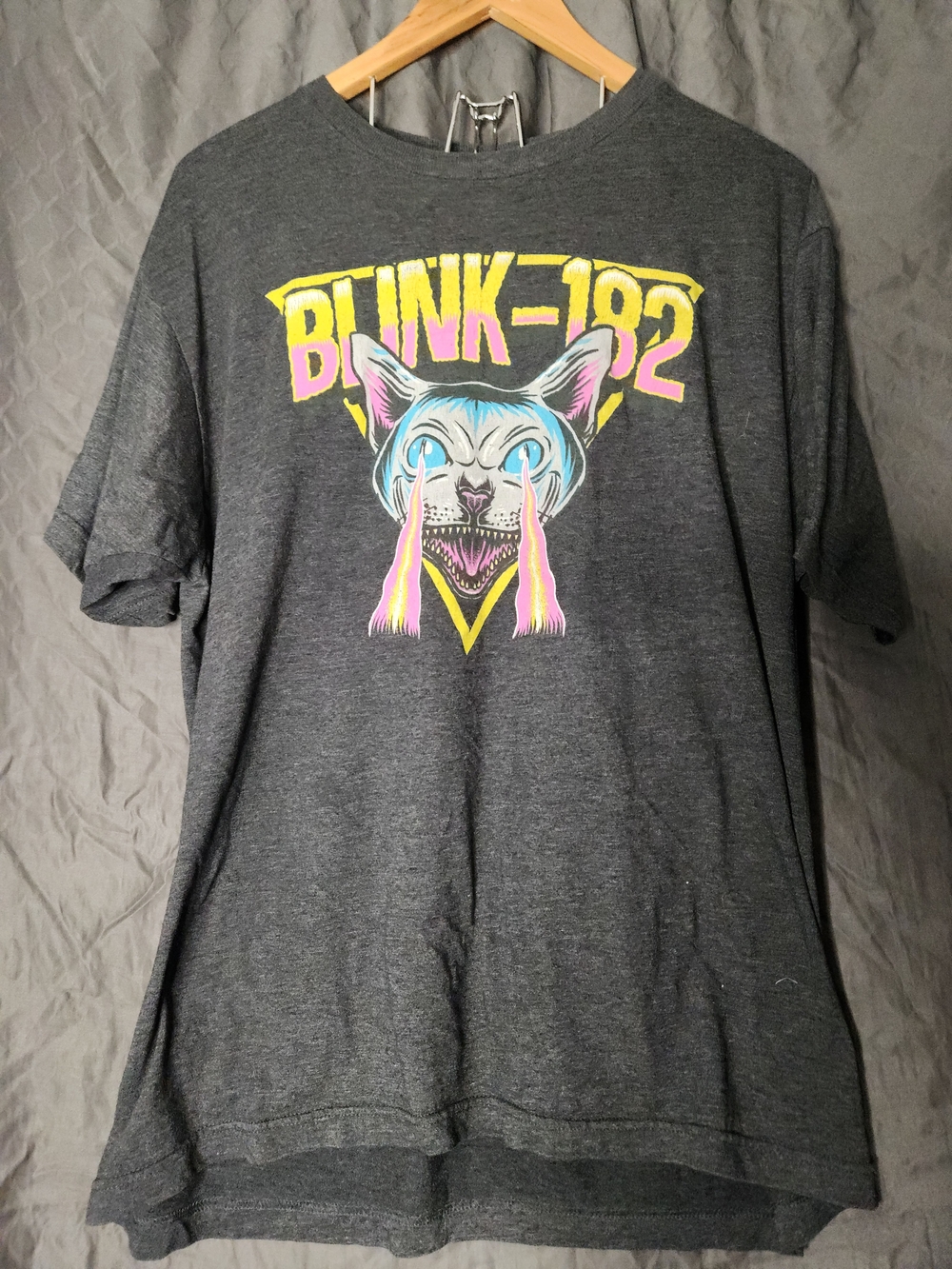 Blink 182 Neon Cat Graphic Tee - Charcoal
